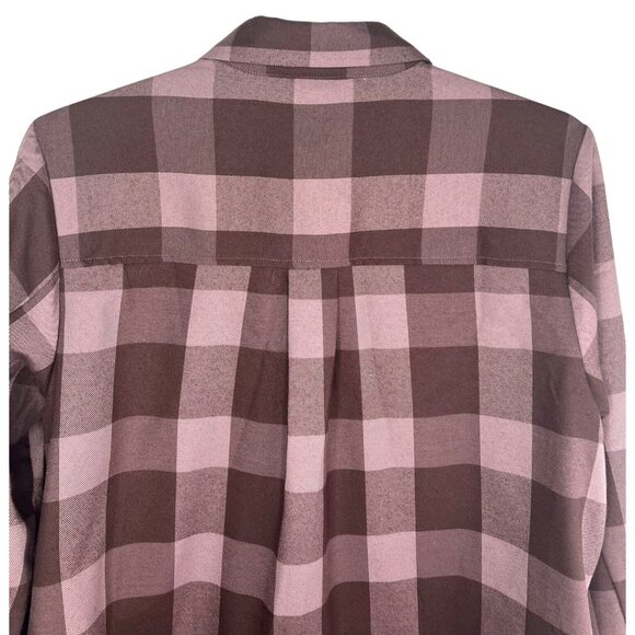 LuLaRoe Abigail Flannel Long-Sleeve Button-Up Plaid Shirt Pink/Brown Large - Picture 12 of 16